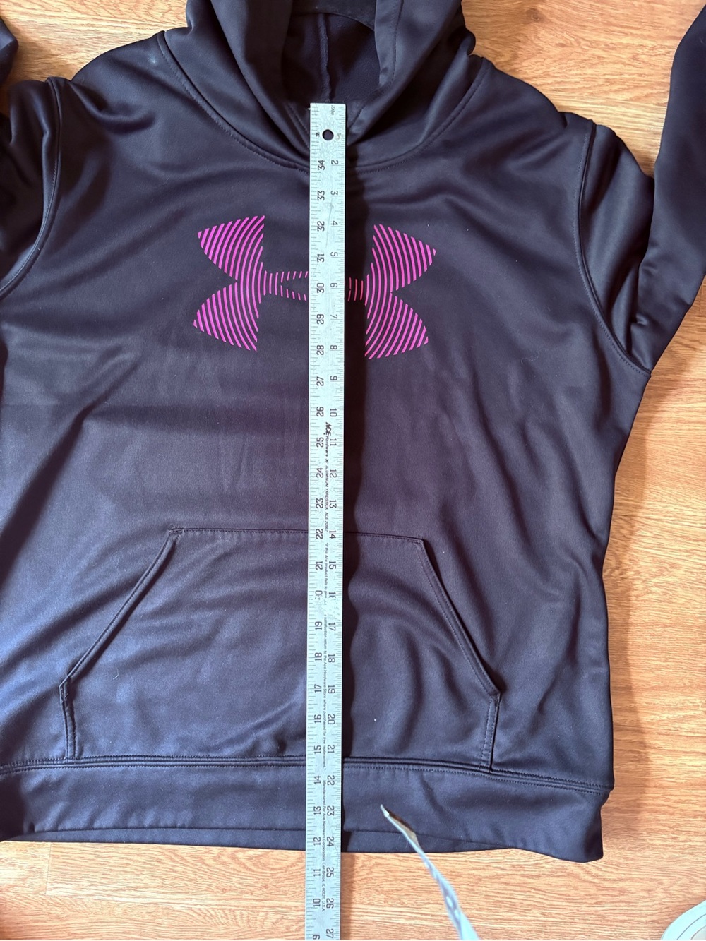 Under Armour Women's Hooded Pullover in Dark Brown with Pink Logo - Picture 2 of 6